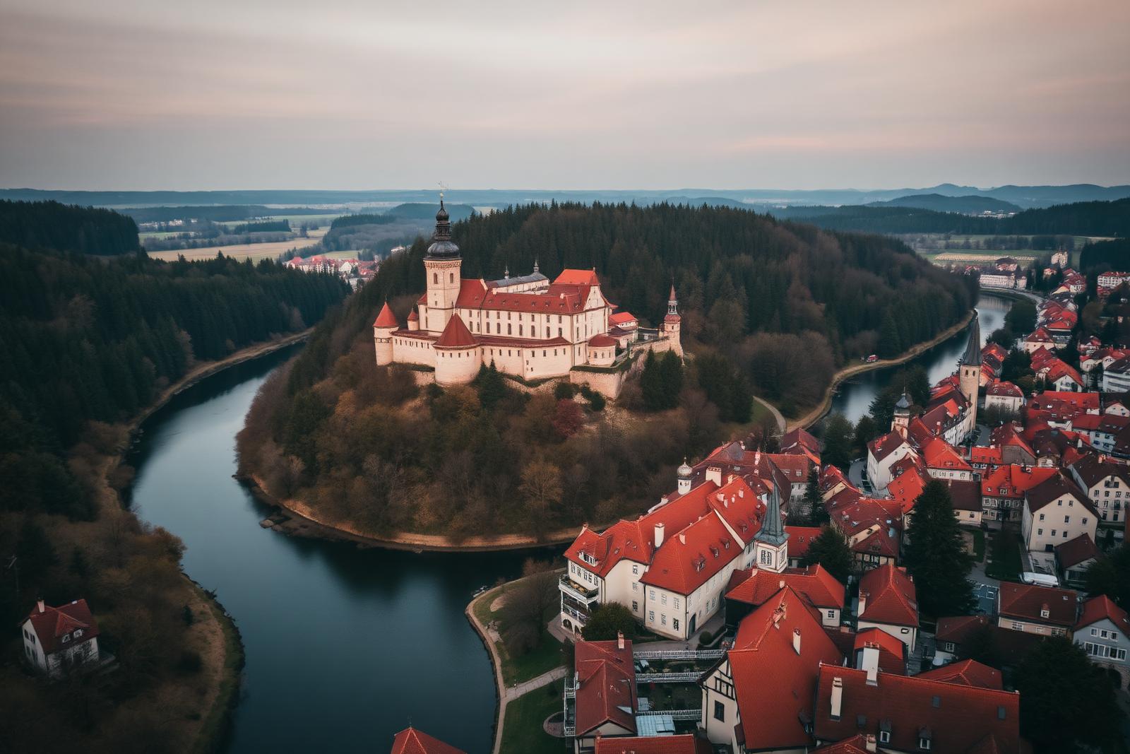 Krajobraz w Czechach z drona